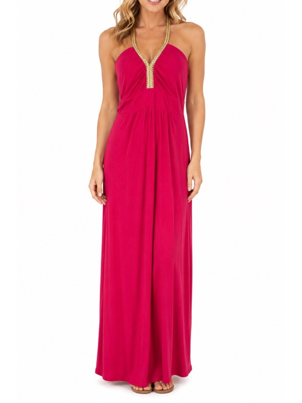Speechless fuchsia pink maxi dress with a flattering halter-style neckline